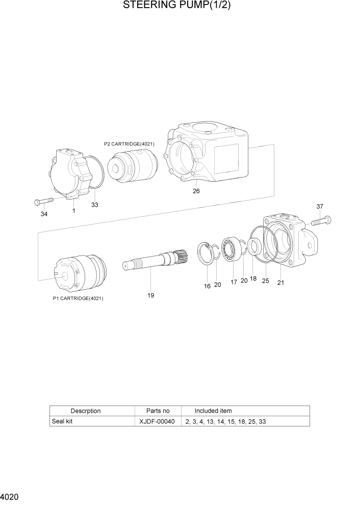 Схема запчастей Hyundai HL780-7A - PAGE 4020 STEERING PUMP(1/2) ГИДРАВЛИЧЕСКИЕ КОМПОНЕНТЫ
