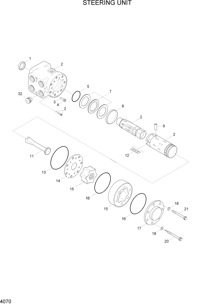 Схема запчастей Hyundai HL780-7A - PAGE 4070 STEERING UNIT ГИДРАВЛИЧЕСКИЕ КОМПОНЕНТЫ