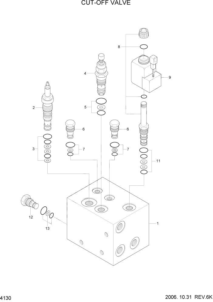 Схема запчастей Hyundai HL780-7A - PAGE 4130 CUT-OFF VALVE ГИДРАВЛИЧЕСКИЕ КОМПОНЕНТЫ