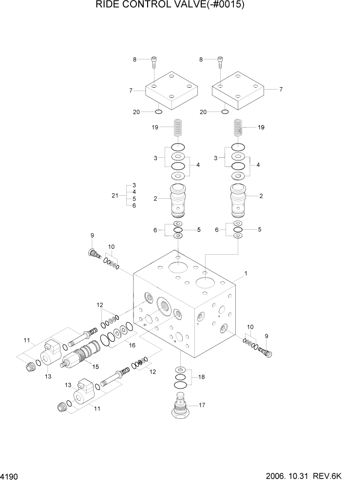 Схема запчастей Hyundai HL780-7A - PAGE 4190 RIDE CONTROL VALVE(-#0015) ГИДРАВЛИЧЕСКИЕ КОМПОНЕНТЫ