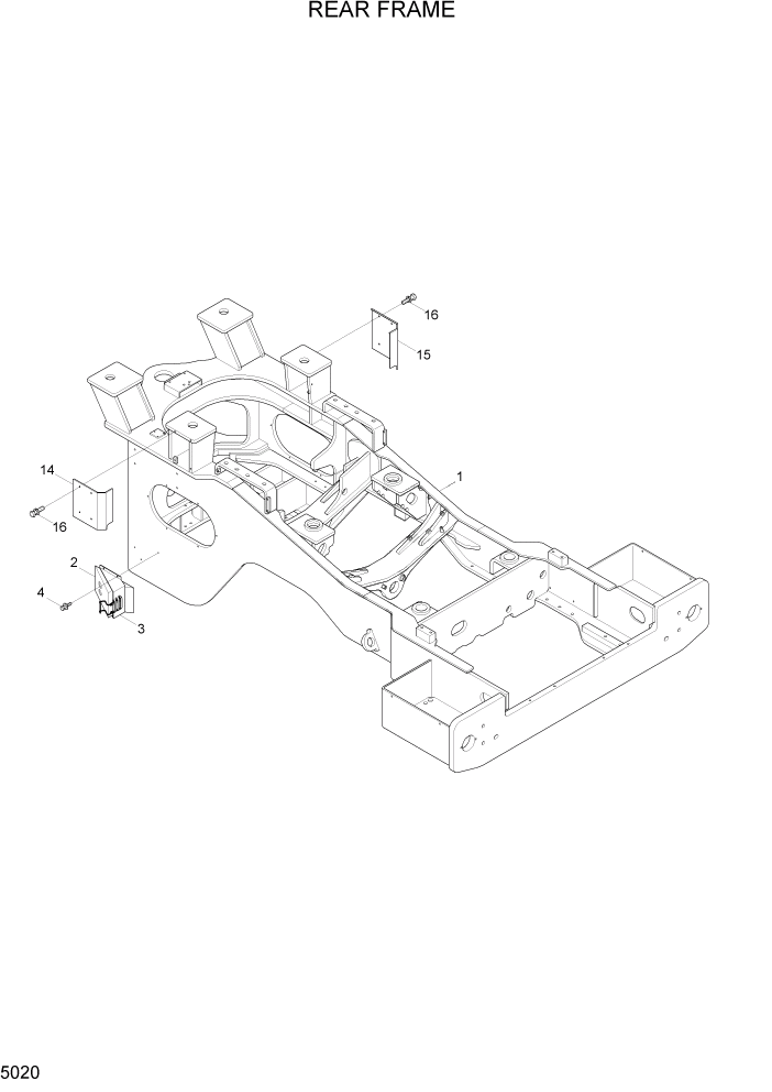 Схема запчастей Hyundai HL780-7A - PAGE 5020 REAR FRAME СТРУКТУРА