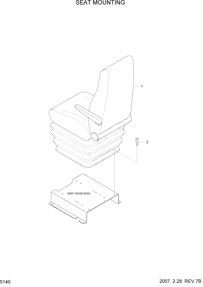 Схема запчастей Hyundai HL780-7A - PAGE 5140 SEAT MOUNTING СТРУКТУРА