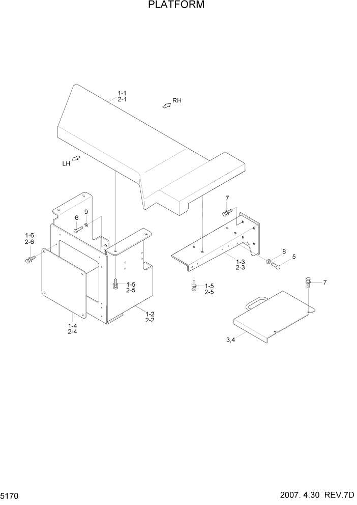 Схема запчастей Hyundai HL780-7A - PAGE 5170 PLATFORM СТРУКТУРА