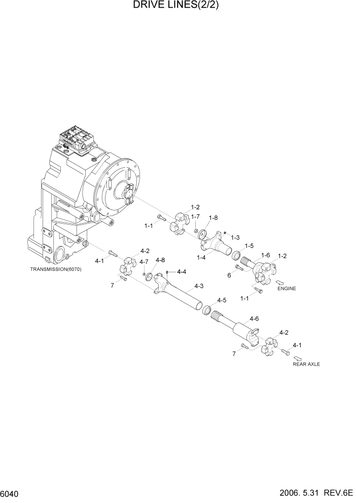 Схема запчастей Hyundai HL780-7A - PAGE 6040 DRIVE LINES(2/2) СИЛОВАЯ СИСТЕМА