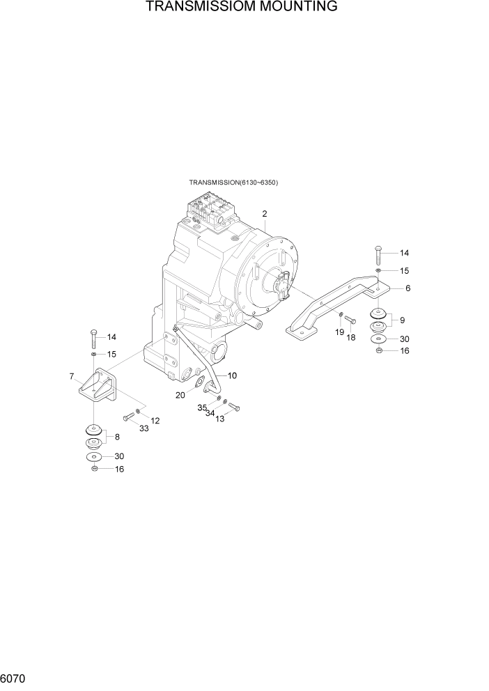 Схема запчастей Hyundai HL780-7A - PAGE 6070 TRANSMISSION MOUNTING СИЛОВАЯ СИСТЕМА