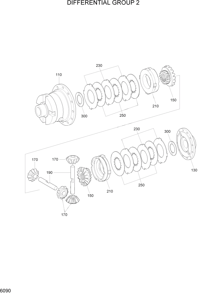 Схема запчастей Hyundai HL780-7A - PAGE 6090 DIFFERENTIAL GROUP 2 СИЛОВАЯ СИСТЕМА