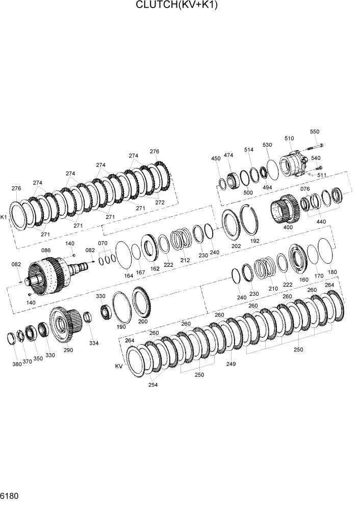 Схема запчастей Hyundai HL780-7A - PAGE 6180 CLUTCH(KV+K1) СИЛОВАЯ СИСТЕМА