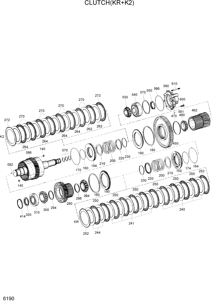 Схема запчастей Hyundai HL780-7A - PAGE 6190 CLUTCH(KR+K2) СИЛОВАЯ СИСТЕМА