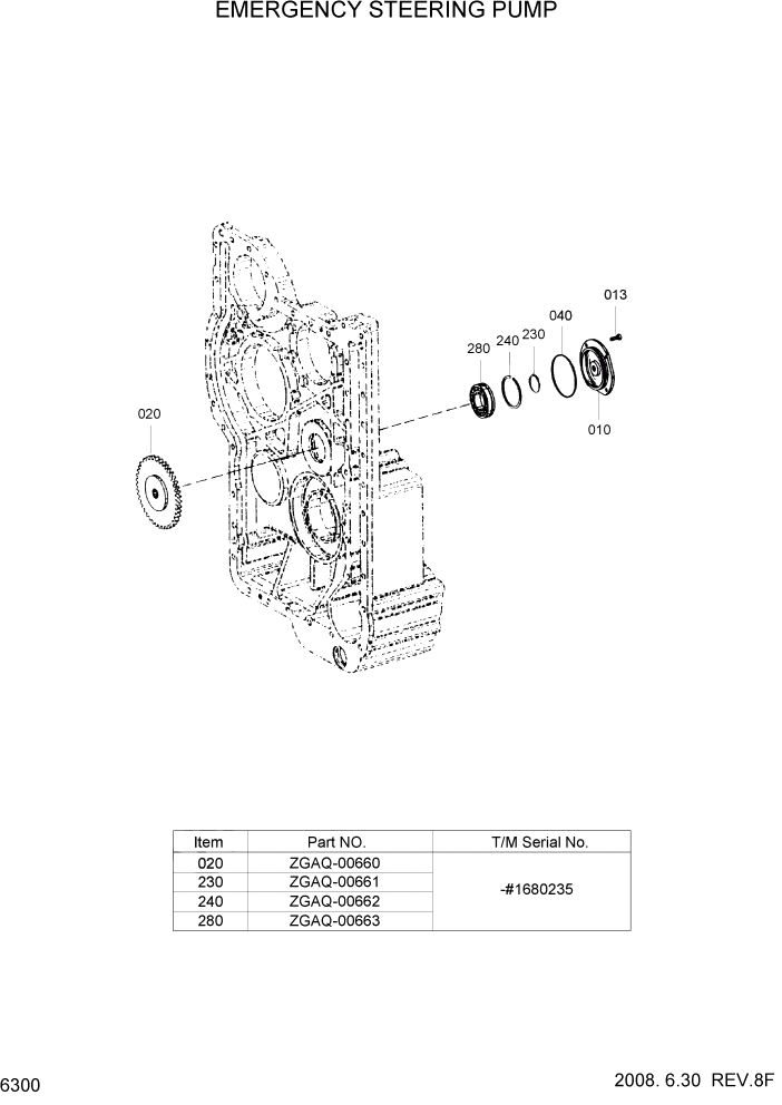 Схема запчастей Hyundai HL780-7A - PAGE 6300 EMERGENCY STEERING PUMP СИЛОВАЯ СИСТЕМА