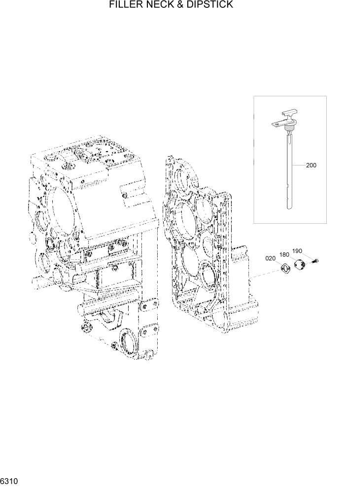 Схема запчастей Hyundai HL780-7A - PAGE 6310 FILLER NECK & DIPSTICK СИЛОВАЯ СИСТЕМА