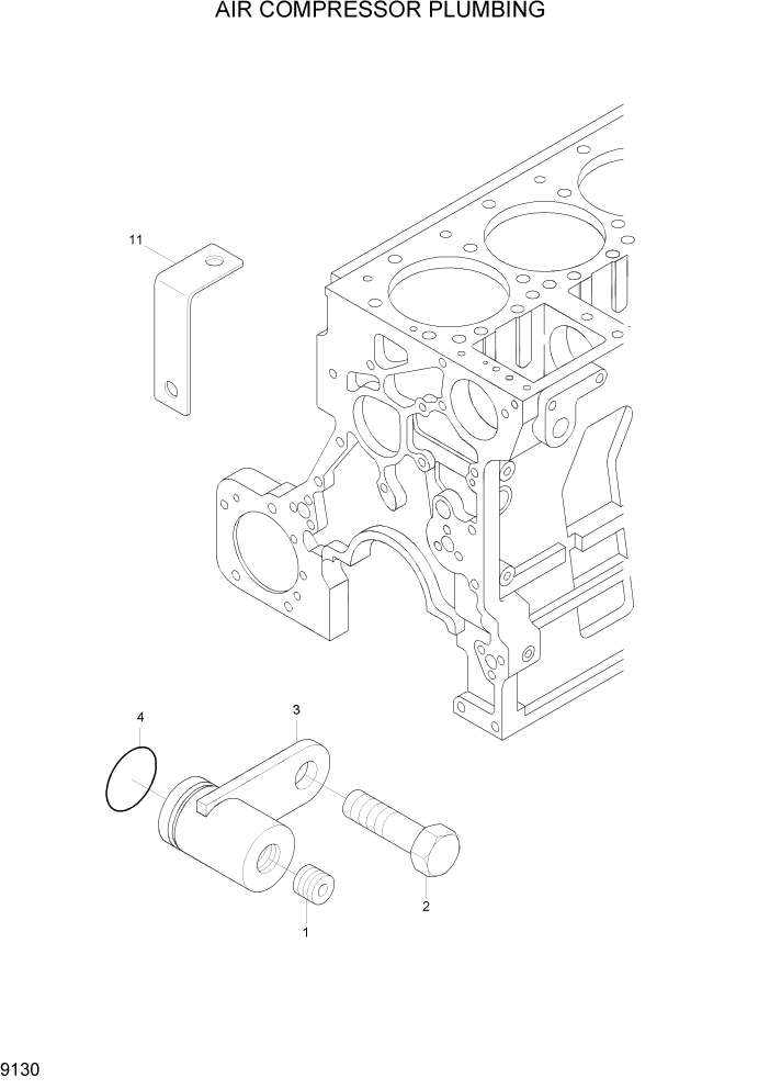 Схема запчастей Hyundai HL780-7A - PAGE 9130 AIR COMPRESSOR PLUMBING ДВИГАТЕЛЬ БАЗА