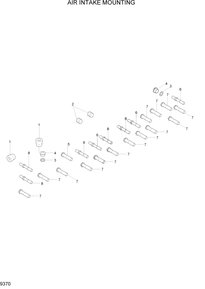 Схема запчастей Hyundai HL780-7A - PAGE 9370 AIR INTAKE MOUNTING ДВИГАТЕЛЬ БАЗА
