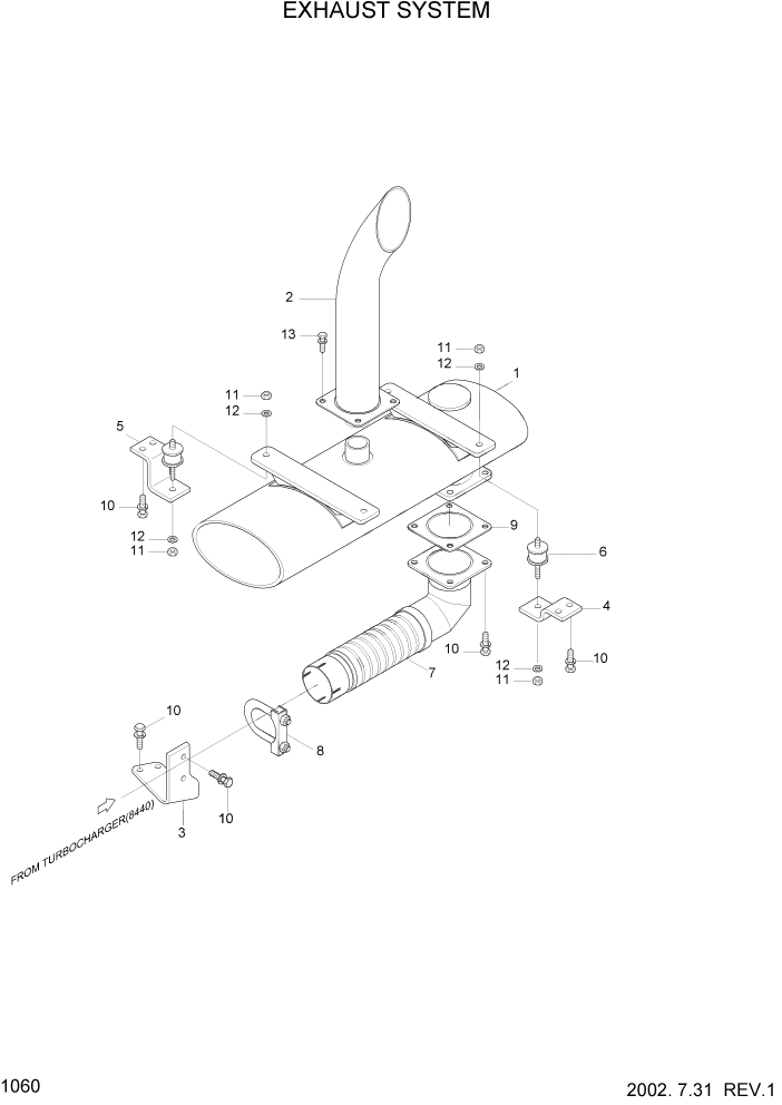 Схема запчастей Hyundai HL740-3ATM - PAGE 1060 EXHAUST SYSTEM ДВИГАТЕЛЬ