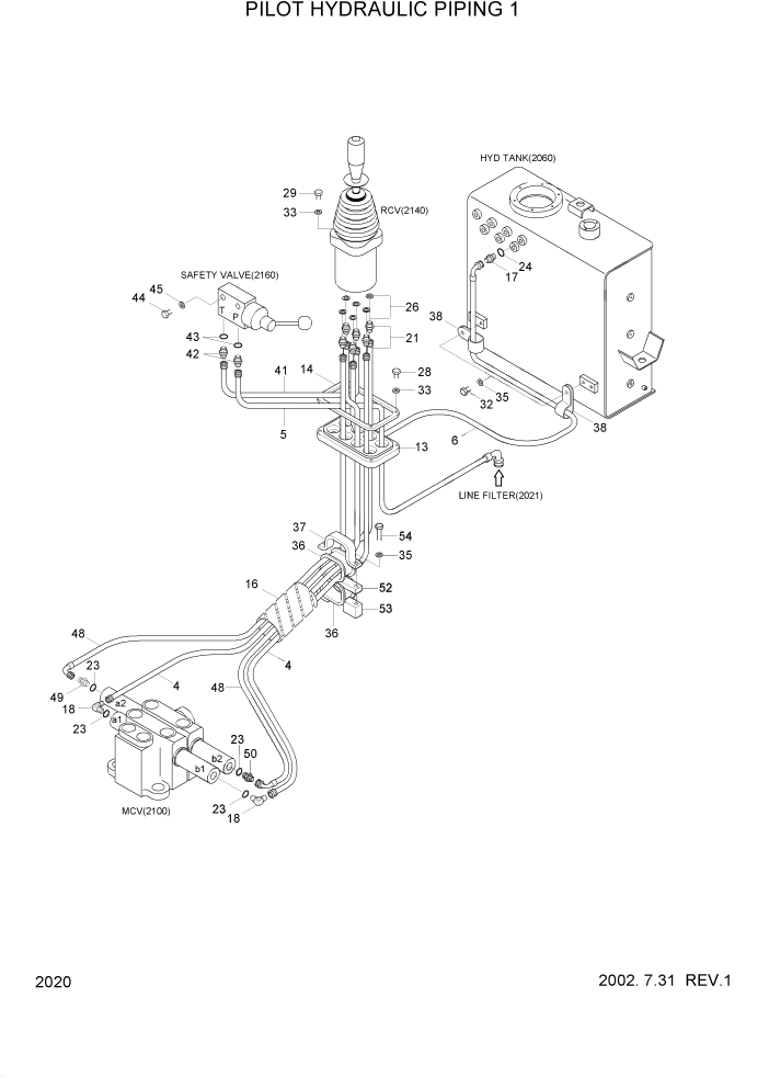 Схема запчастей Hyundai HL740-3ATM - PAGE 2020 PILOT HYDRAULIC PIPING 1 ГИДРАВЛИЧЕСКАЯ СИСТЕМА