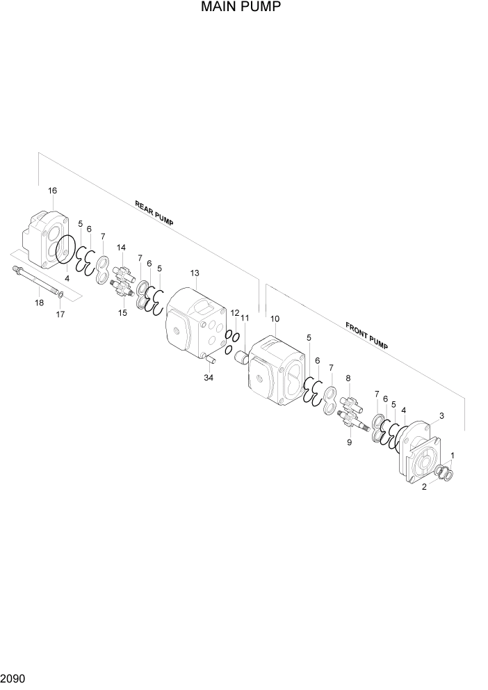 Схема запчастей Hyundai HL740-3ATM - PAGE 2090 MAIN PUMP ГИДРАВЛИЧЕСКАЯ СИСТЕМА