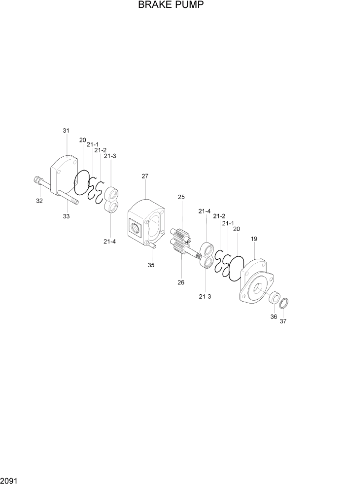 Схема запчастей Hyundai HL740-3ATM - PAGE 2091 BRAKE PUMP ГИДРАВЛИЧЕСКАЯ СИСТЕМА