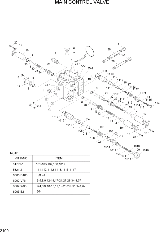 Схема запчастей Hyundai HL740-3ATM - PAGE 2100 MAIN CONTROL VALVE ГИДРАВЛИЧЕСКАЯ СИСТЕМА