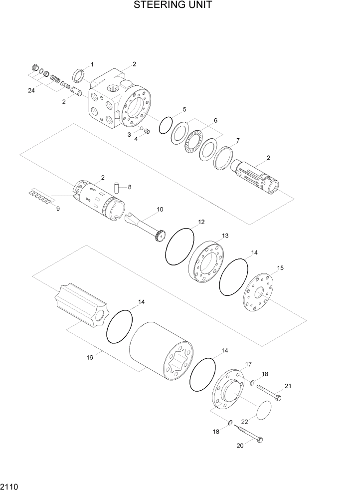 Схема запчастей Hyundai HL740-3ATM - PAGE 2110 STEERING UNIT ГИДРАВЛИЧЕСКАЯ СИСТЕМА