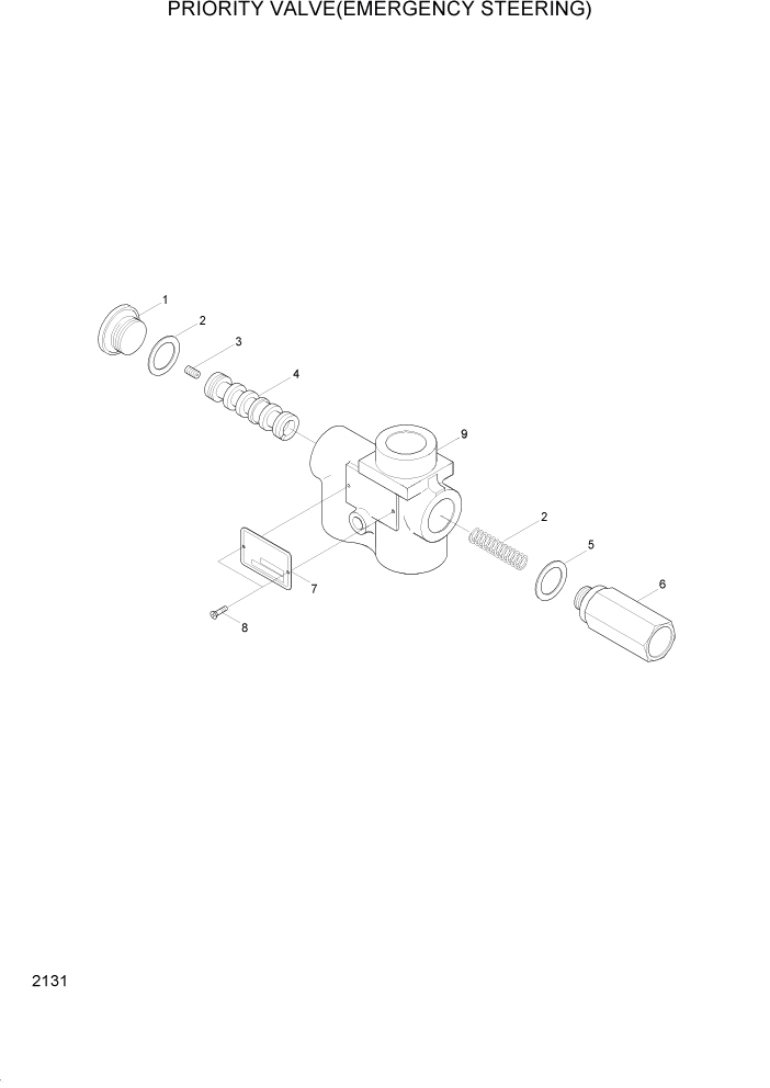 Схема запчастей Hyundai HL740-3ATM - PAGE 2131 PRIORITY VALVE(EMERGENCY STEERING) ГИДРАВЛИЧЕСКАЯ СИСТЕМА