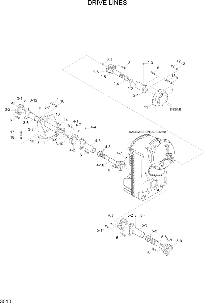 Схема запчастей Hyundai HL740-3ATM - PAGE 3010 DRIVE LINES ТРАНСМИССИЯ