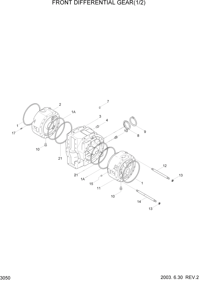 Схема запчастей Hyundai HL740-3ATM - PAGE 3050 FRONT DIFFERENTIAL GEAR(1/2) ТРАНСМИССИЯ