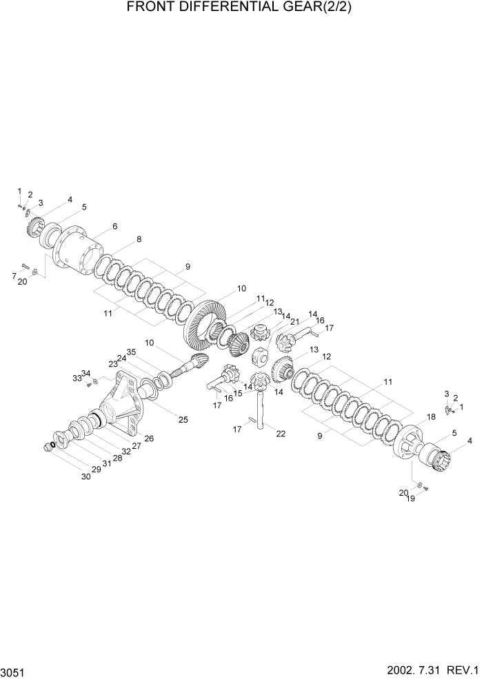 Схема запчастей Hyundai HL740-3ATM - PAGE 3051 FRONT DIFFERENTIAL GEAR(2/2) ТРАНСМИССИЯ