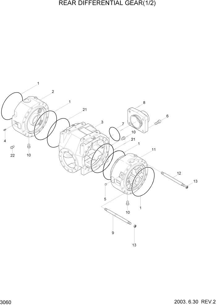 Схема запчастей Hyundai HL740-3ATM - PAGE 3060 REAR DIFFERENTIAL GEAR(1/2) ТРАНСМИССИЯ