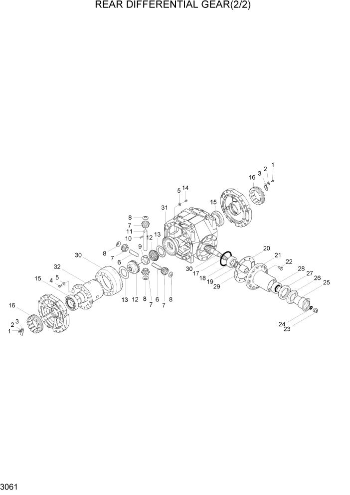 Схема запчастей Hyundai HL740-3ATM - PAGE 3061 REAR DIFFERENTIAL GEAR(2/2) ТРАНСМИССИЯ