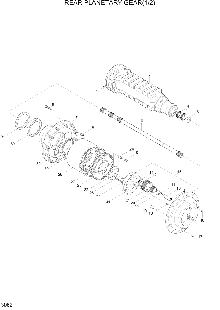 Схема запчастей Hyundai HL740-3ATM - PAGE 3062 REAR PLANETARY GEAR(1/2) ТРАНСМИССИЯ