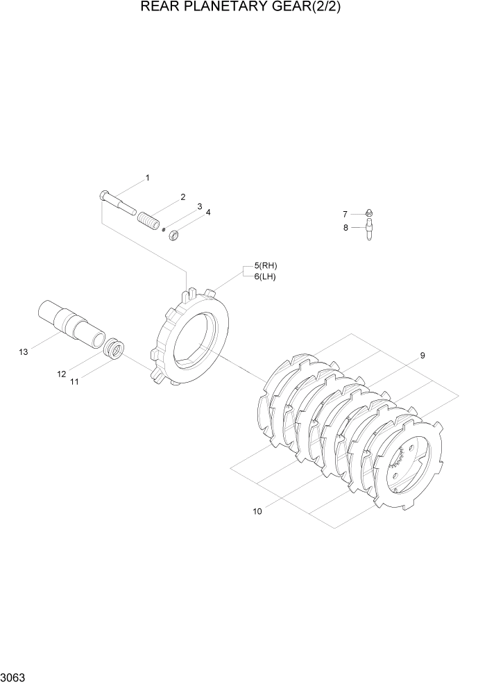 Схема запчастей Hyundai HL740-3ATM - PAGE 3063 REAR PLANETARY GEAR(2/2) ТРАНСМИССИЯ