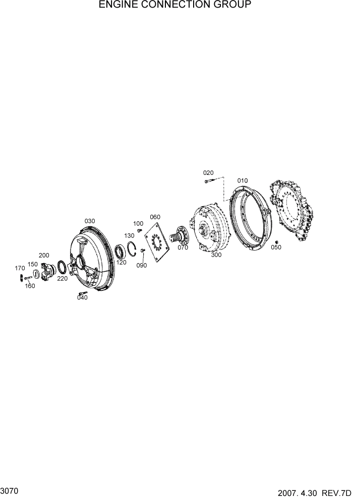 Схема запчастей Hyundai HL740-3ATM - PAGE 3070 ENGINE CONNECTION GROUP ТРАНСМИССИЯ