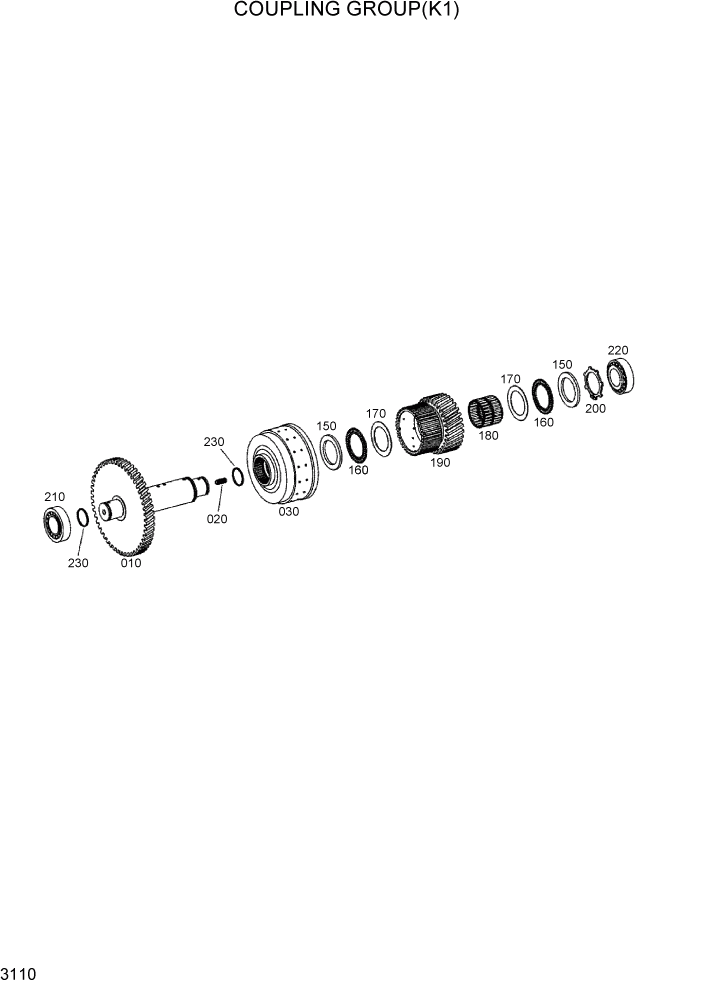 Схема запчастей Hyundai HL740-3ATM - PAGE 3110 COUPLING GROUP(K1) ТРАНСМИССИЯ