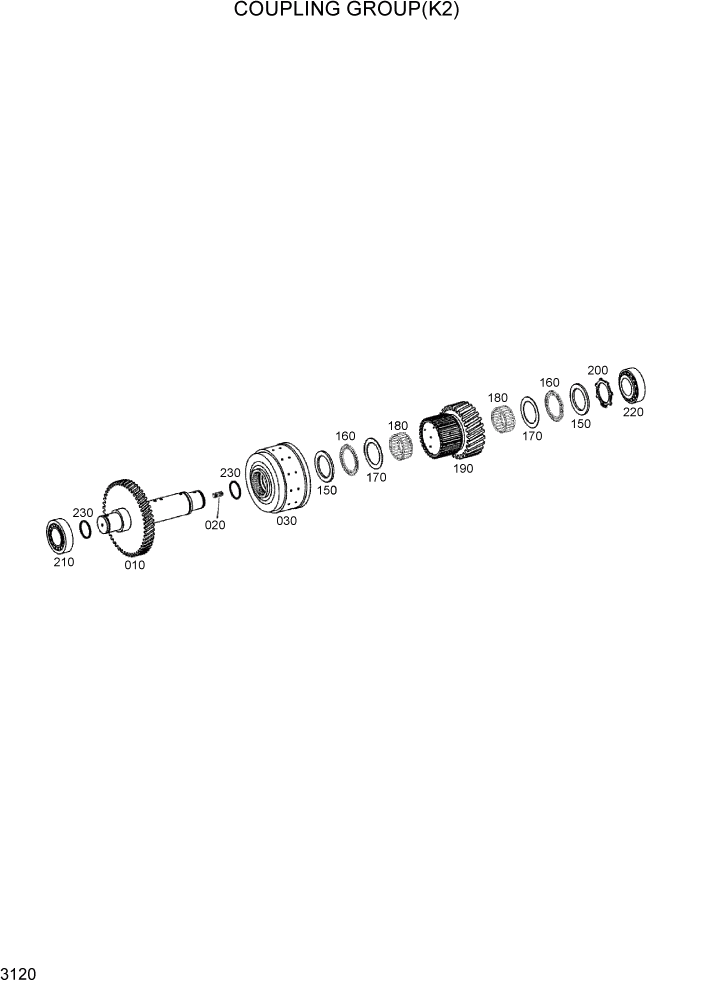 Схема запчастей Hyundai HL740-3ATM - PAGE 3120 COUPLING GROUP(K2) ТРАНСМИССИЯ