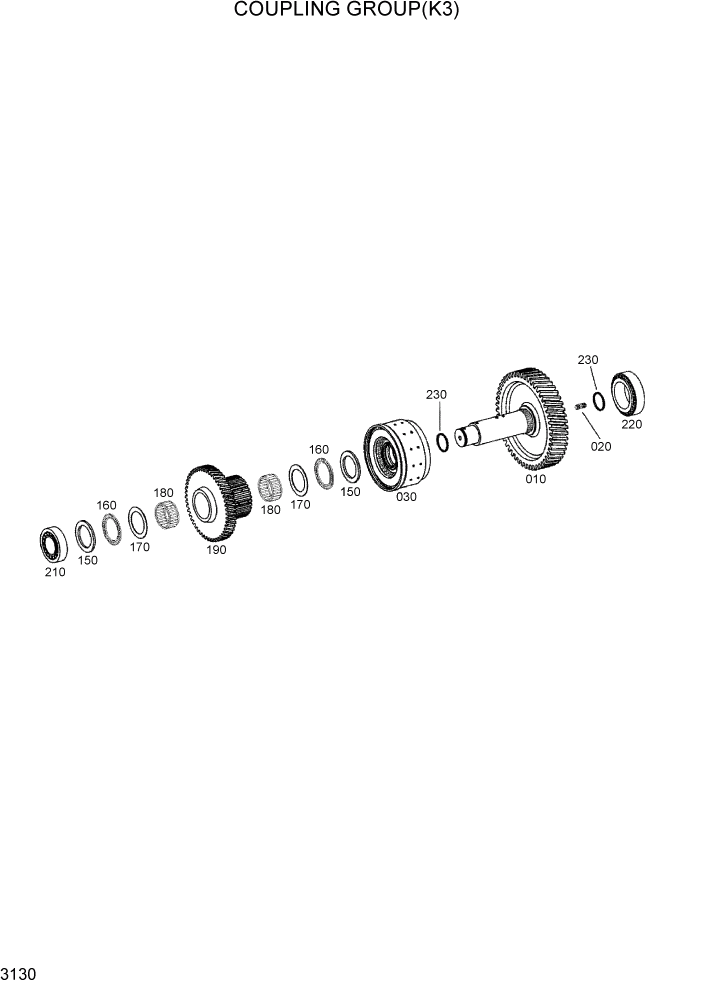 Схема запчастей Hyundai HL740-3ATM - PAGE 3130 COUPLING GROUP(K3) ТРАНСМИССИЯ