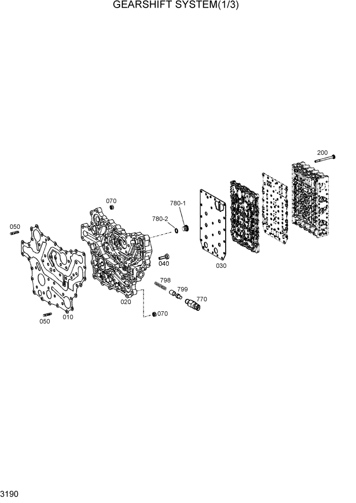 Схема запчастей Hyundai HL740-3ATM - PAGE 3190 GEARSHIFT SYSTEM(1/3) ТРАНСМИССИЯ