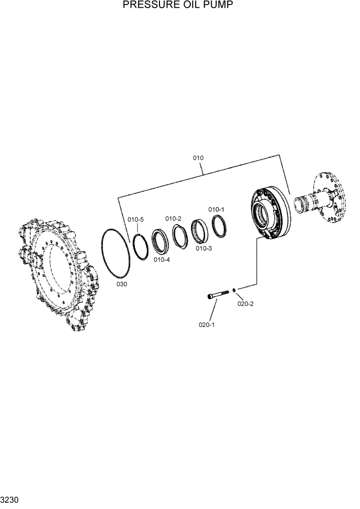 Схема запчастей Hyundai HL740-3ATM - PAGE 3230 PRESSURE OIL PUMP ТРАНСМИССИЯ