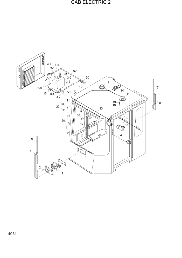 Схема запчастей Hyundai HL740-3ATM - PAGE 4031 CAB ELECTRIC 2 ЭЛЕКТРИЧЕСКАЯ СИСТЕМА