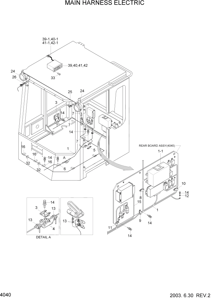 Схема запчастей Hyundai HL740-3ATM - PAGE 4040 MAIN HARNESS ELECTRIC ЭЛЕКТРИЧЕСКАЯ СИСТЕМА