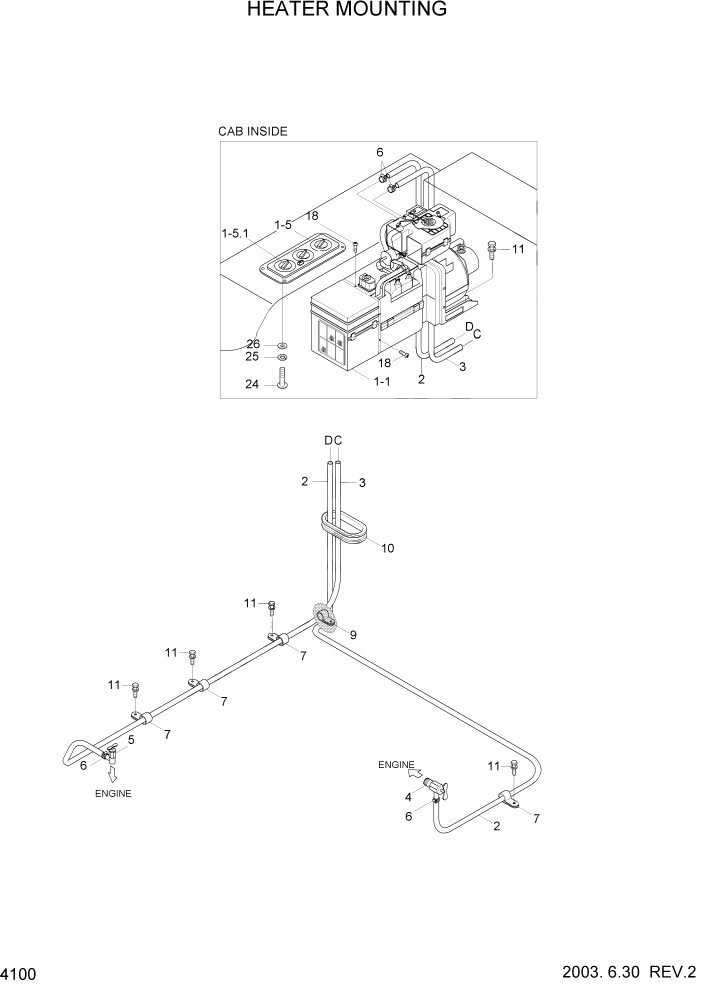 Схема запчастей Hyundai HL740-3ATM - PAGE 4100 HEATER MOUNTING ЭЛЕКТРИЧЕСКАЯ СИСТЕМА