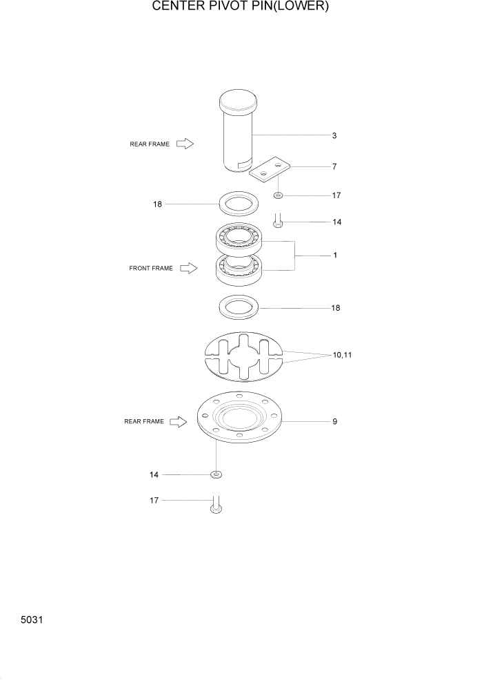 Схема запчастей Hyundai HL740-3ATM - PAGE 5031 CENTER PIVOT PIN(LOWER) СТРУКТУРА