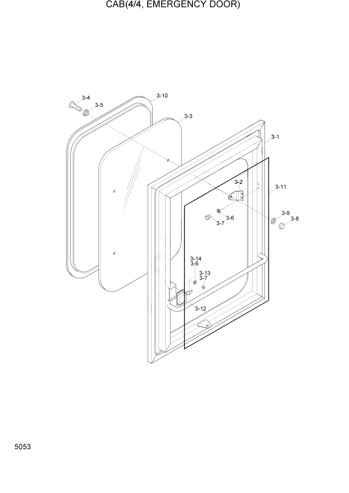 Схема запчастей Hyundai HL740-3ATM - PAGE 5053 CAB(4/4, EMERGENCY DOOR) СТРУКТУРА