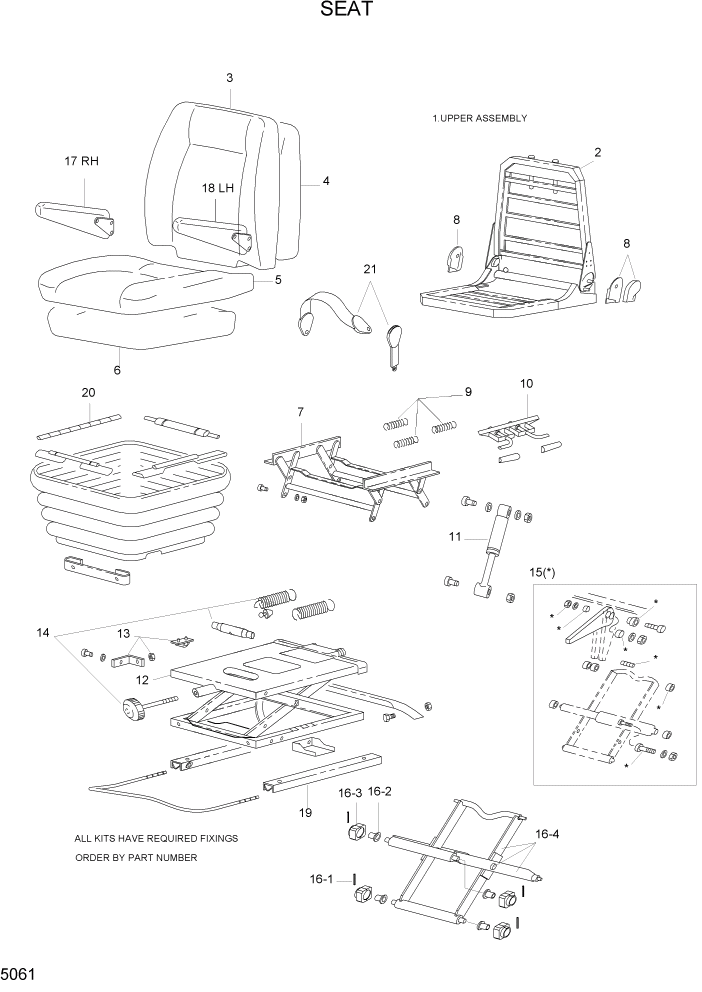 Схема запчастей Hyundai HL740-3ATM - PAGE 5061 SEAT СТРУКТУРА