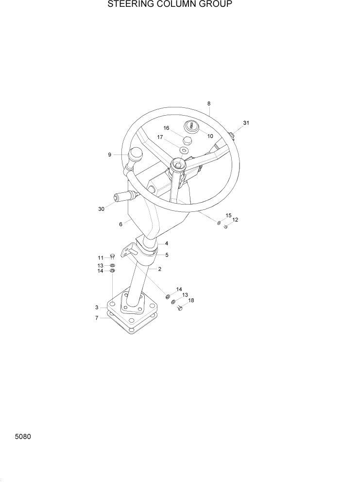 Схема запчастей Hyundai HL740-3ATM - PAGE 5080 STEERING COLUMN GROUP СТРУКТУРА