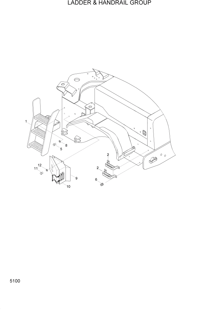 Схема запчастей Hyundai HL740-3ATM - PAGE 5100 LADDER & WHEEL CHOCK СТРУКТУРА