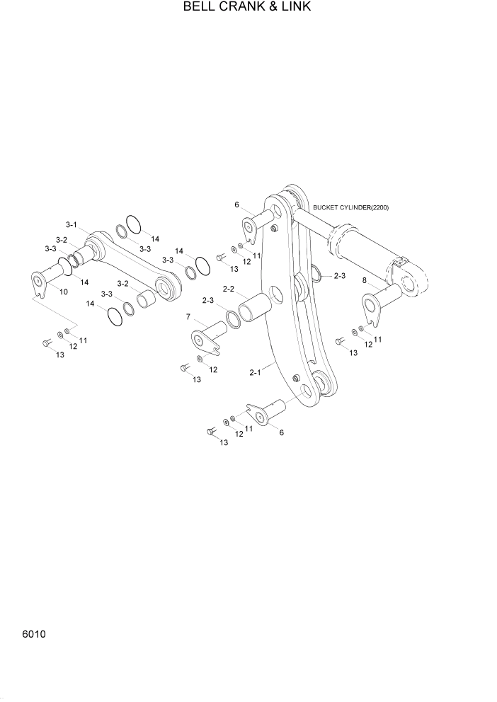 Схема запчастей Hyundai HL740-3ATM - PAGE 6010 BELL CRANK & LINK РАБОЧЕЕ ОБОРУДОВАНИЕ