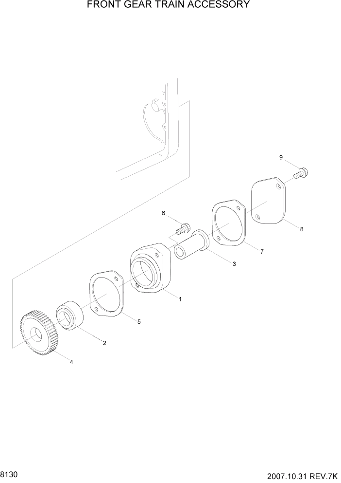 Схема запчастей Hyundai HL740-3ATM - PAGE 8130 FRONT GEAR TRAIN ACCESSORY ДВИГАТЕЛЬ БАЗА