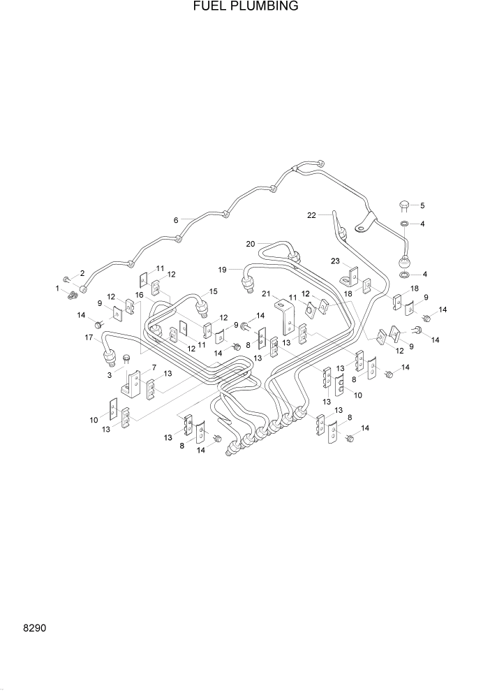 Схема запчастей Hyundai HL740-3ATM - PAGE 8290 FUEL PLUMBING ДВИГАТЕЛЬ БАЗА