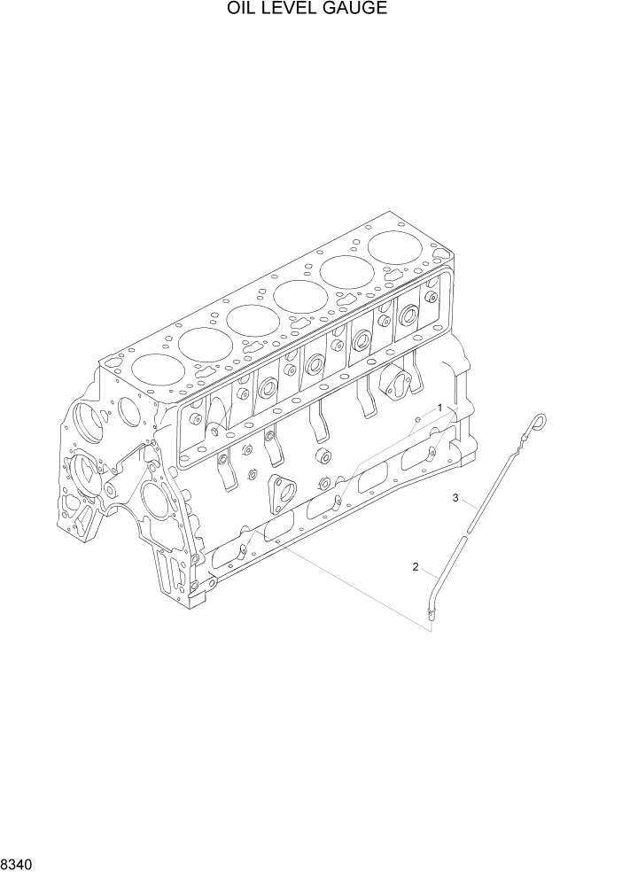 Схема запчастей Hyundai HL740-3ATM - PAGE 8340 OIL LEVEL GAUGE ДВИГАТЕЛЬ БАЗА