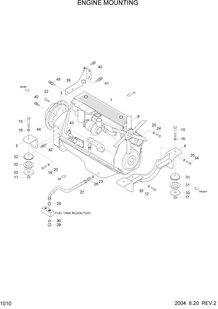 Схема запчастей Hyundai HL7803A - PAGE 1010 ENGINE MOUNTING СИСТЕМА ДВИГАТЕЛЯ