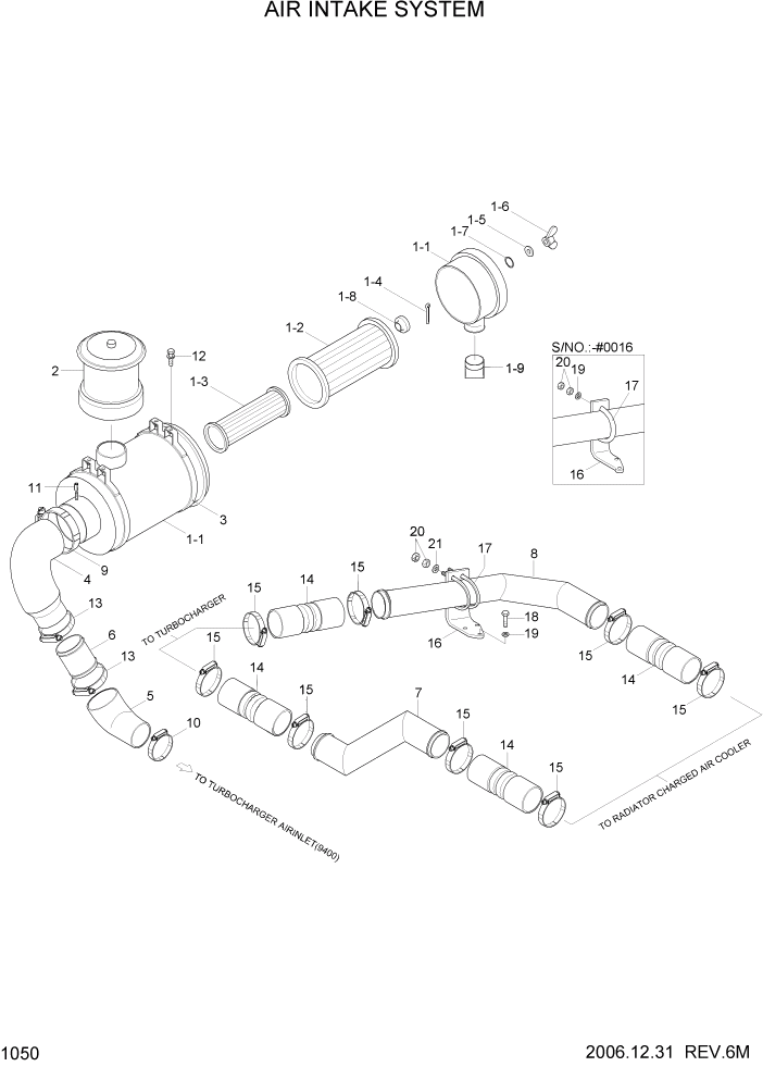 Схема запчастей Hyundai HL7803A - PAGE 1050 AIR INTAKE SYSTEM СИСТЕМА ДВИГАТЕЛЯ